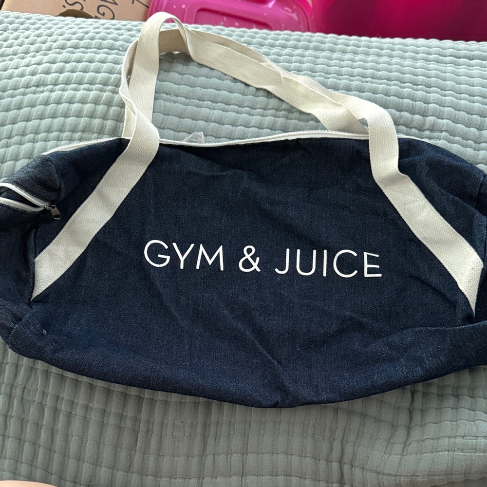 Gym & Juice Navy Blue Tote Bag